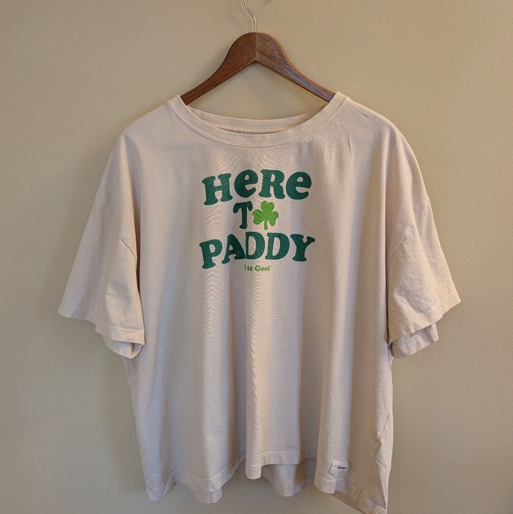 Life Is Good 'Here to Paddy' Clover Short Sleeve Crusher Boxy T-Shirt size XXL